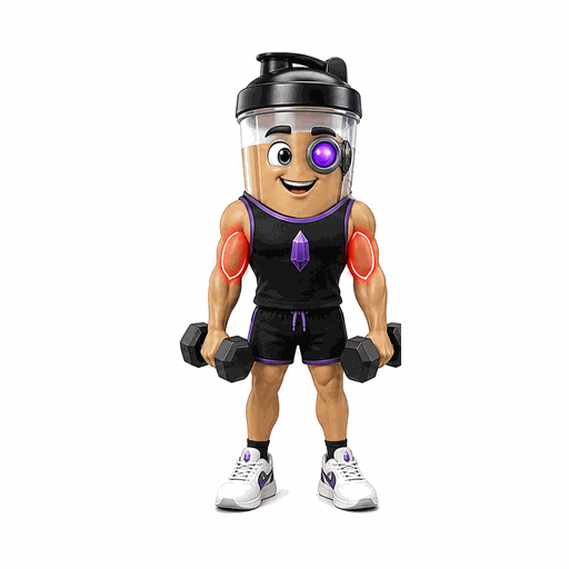 Animated GemFit mascot demonstrating a biceps curl.
